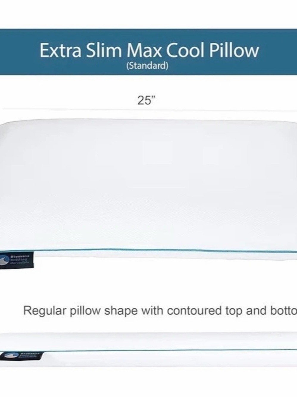 BLUEWater Extra Slim Max Cool Pillow Standard Pillow NWT